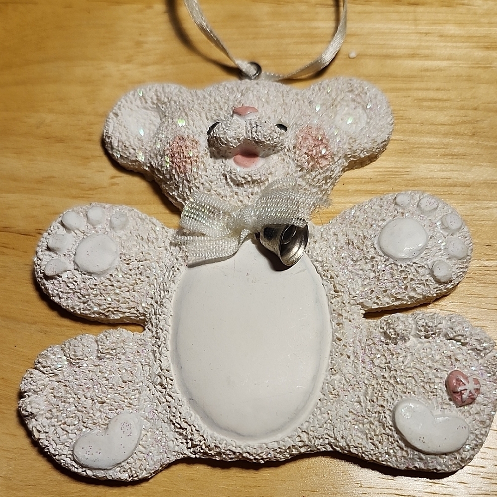 Adorable White Bear Ornament with Ribbon & Bell - Picture 6 of 6